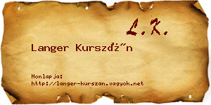 Langer Kurszán névjegykártya
